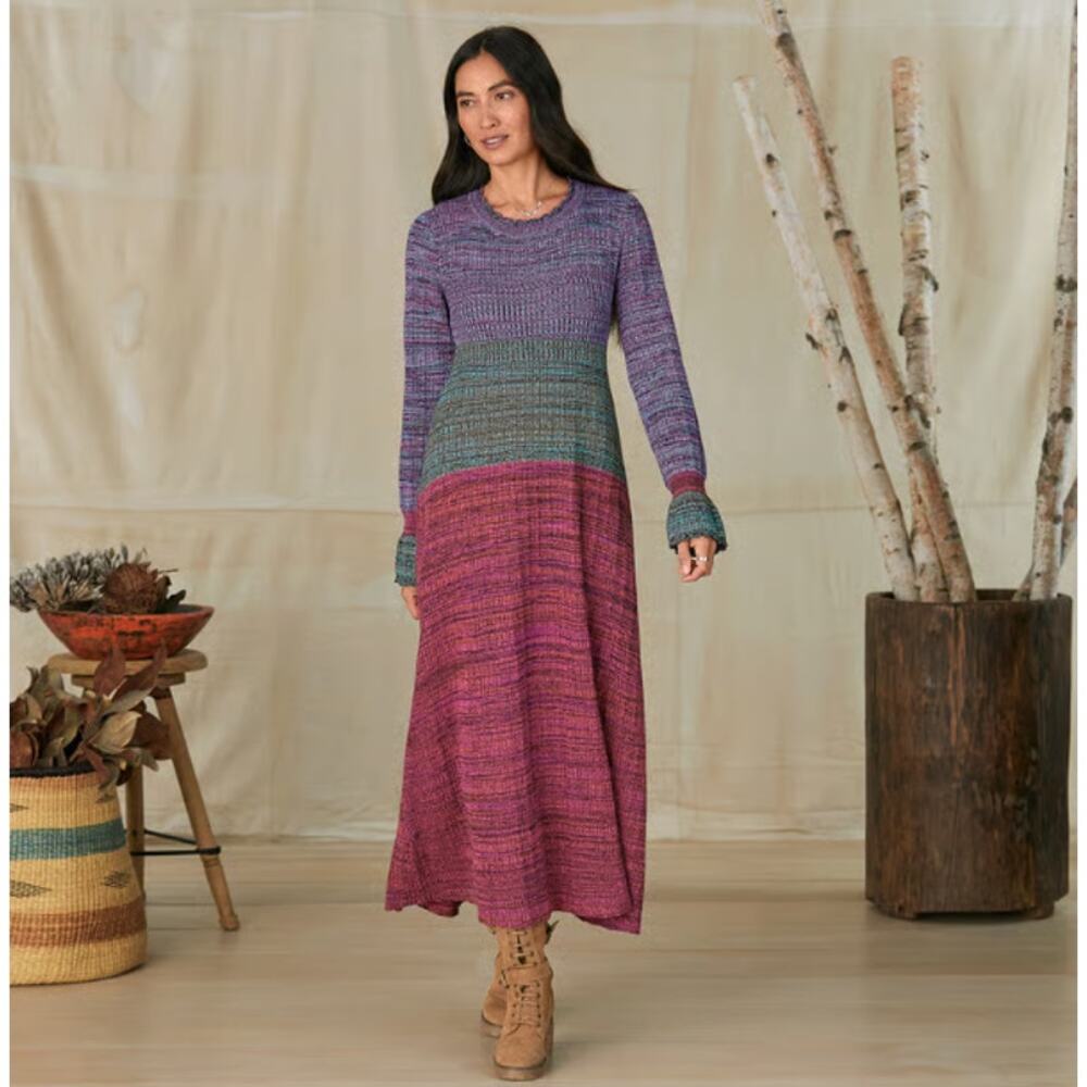 Sundance Women’s Striped Knit Maxi Sweater Dress Long Sleeve Size XS Multicolor‎